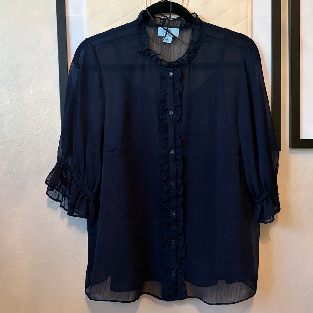 Cece Chiffon Button Down Blouse - image 2